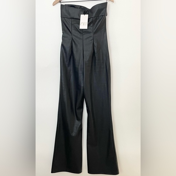 ZARA STRAPLESS FAUX LEATHER JUMPSUIT 7901/255/015 - Picture 6 of 6